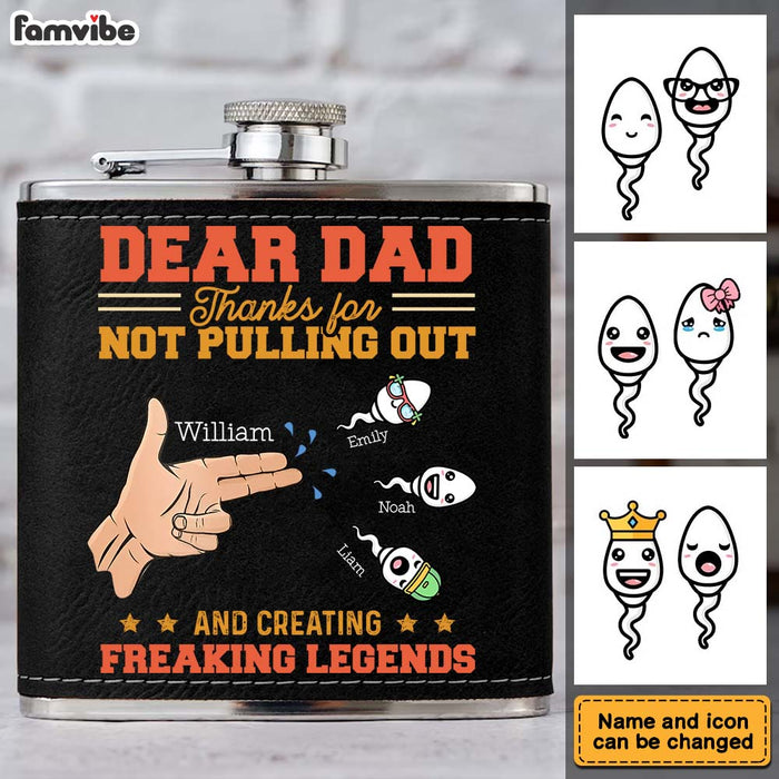 Personalized Gift For Dad Freaking Legends Leather Hip Flask 32264 1