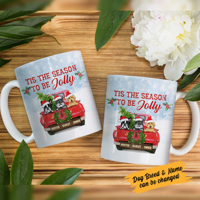 Personalized Dog Red Truck Jolly Christmas Mug SOB191 87O58 1
