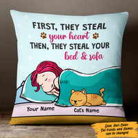 Personalized Cat Steal Your Bed Pillow JR292 29O47 thumb 1