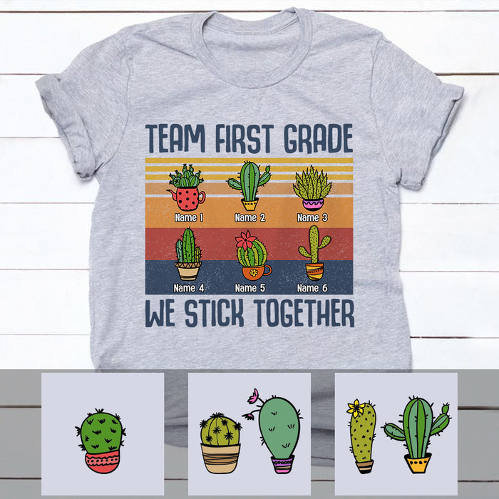 Personalized Teacher Cactus Stick Together T Shirt JN283 30O53 1