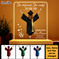 Personalized Graduation Gift She Believed She Could So She Did Plaque LED Lamp Night Light 25040 thumb 1