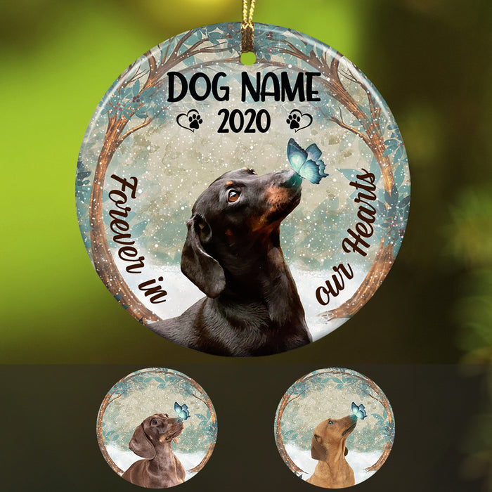 Personalized Forever In Our Hearts Dachshund Dog Memorial  Ornament OB191 73O36 1