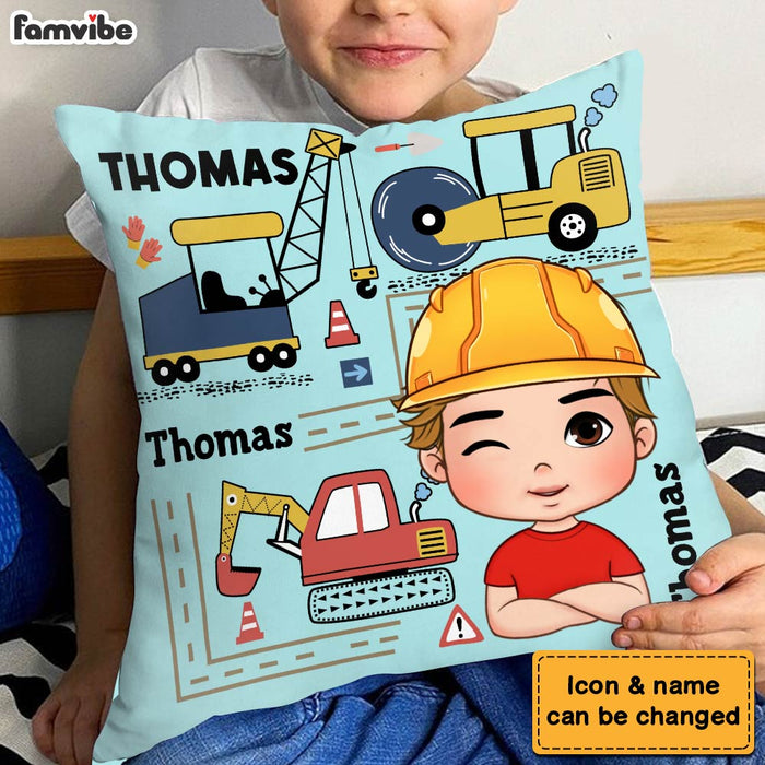 Personalized Gift For Grandson Construction Custom Name Pillow 30863 1