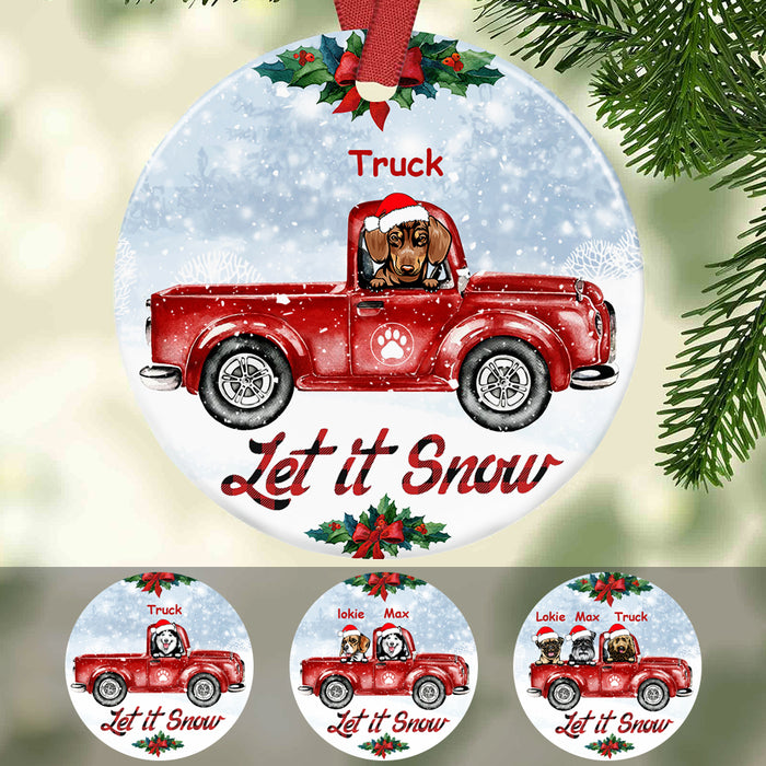 Personalized Let It Snow Dog Red Truck  Ornament OB12 29O34 1