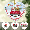Personalized Dog  Red Truck Christmas The Most Wonderful Time  Heart Ornament OB22 87O34 1