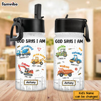 Personalized Gifts For Grandson Construction Machines I Am Kids Water Bottle 31433 thumb 1
