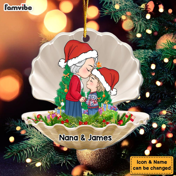 Personalized Gift For Grandson Christmas Pearl Shell Ornament 30562 1