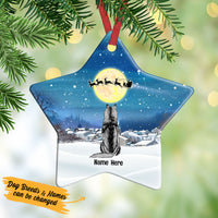 Personalized Dog Christmas Watching Santa  Star Ornament OB263 81O53 thumb 1