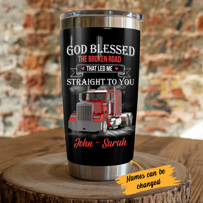 Personalized Truck Couple God Blessed Steel Tumbler  DB294 81O34 1
