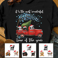 Personalized Red Truck Dog Christmas The Most Wonderful Time T Shirt NB261 87O36 thumb 1