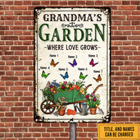 Personalized Grandma Butterflies Garden Metal Sign JN304 30O47 thumb 1