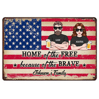 Personalized Patriotic Gifts For Couples Husband Wife Home of The Free Metal Sign 26177 thumb 1