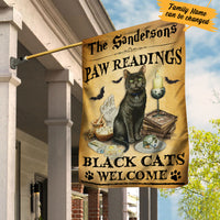 Personalized Halloween Black Cat Paw Reading Flag JL203 30O57 thumb 1