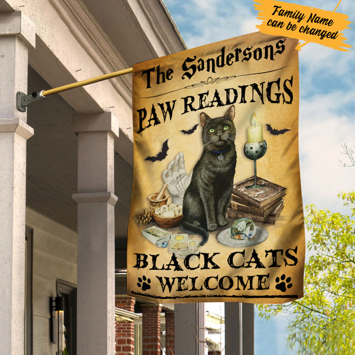 Personalized Halloween Black Cat Paw Reading Flag JL203 30O57 1