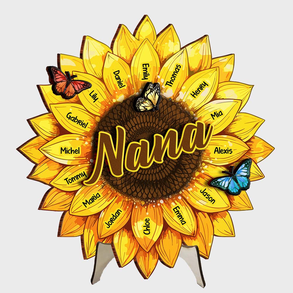 Personalized Gift For Grandma Sunflower 2 Layered Separate Wooden Plaque 31729 Primary Mockup