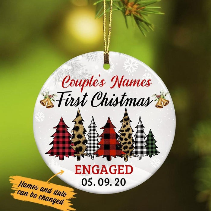 Personalized First Christmas Engaged Christmas Trees  Ornament OB24 30O34 1