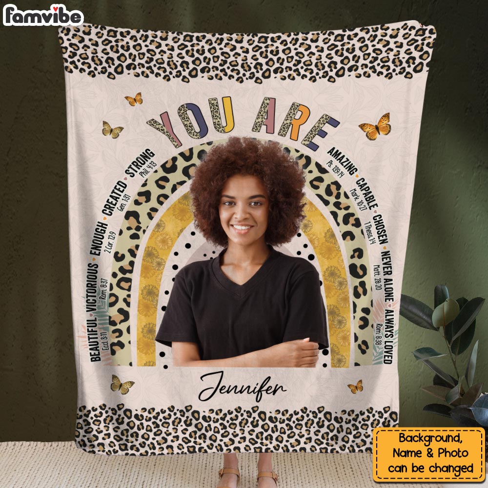 Personalized Gift For Daughter Leopard You Are Beautiful Upload Photo Blanket 31463 Primary Mockup