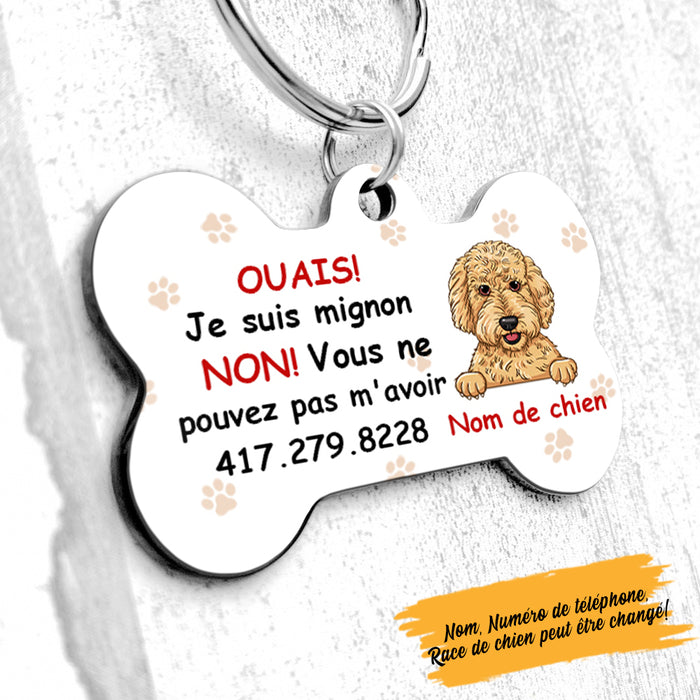 Personalized Chien Je Suis Mignon French Dog I Am Cute Bone Pet Tag AP95 67O57 1