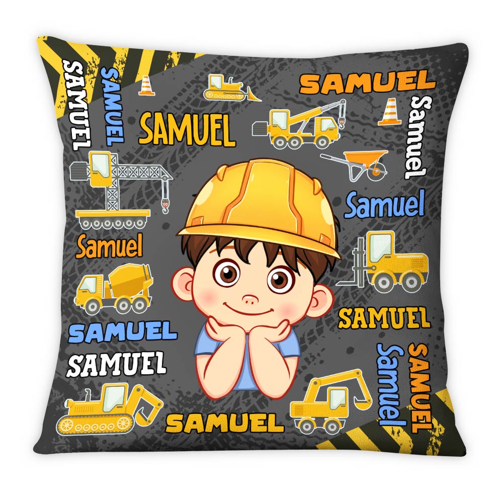 Personalized Construction Excavator Custom Name Pillow 30894 Primary Mockup