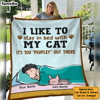 Personalized Stay In Bed With My Cat Blanket  JR131 29O47 thumb 1