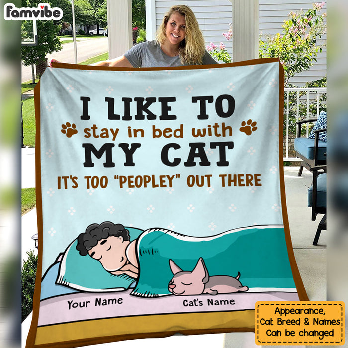 Personalized Stay In Bed With My Cat Blanket  JR131 29O47 1