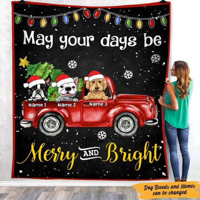Personalized Dog Christmas Red Truck Blanket NB252 30O47 1