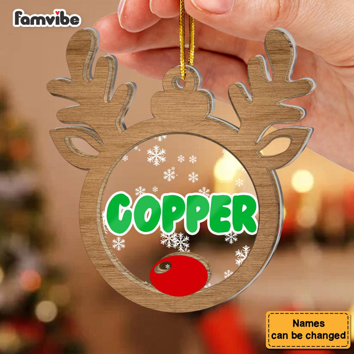Personalized Christmas Name Reindeer 2 Layered Mix Ornament 30381 1