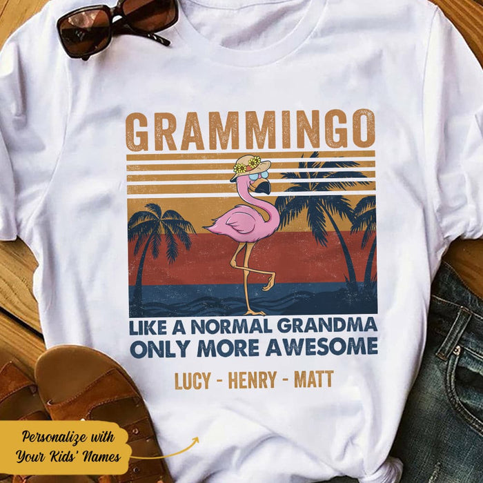 Personalized Flamingo Grandma  White T Shirt JN133 85O58 1