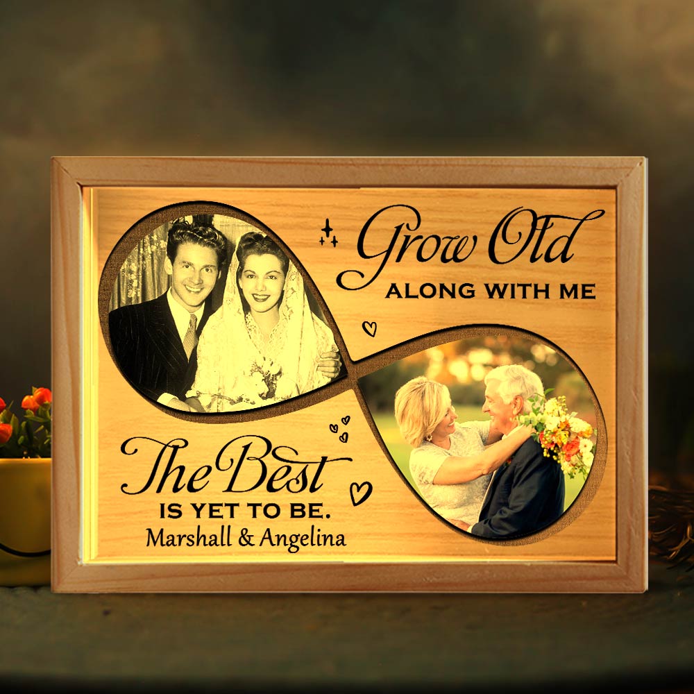 Personalized Couple Gift  Grow Old With Me Picture Frame Light Box 31397 Primary Mockup