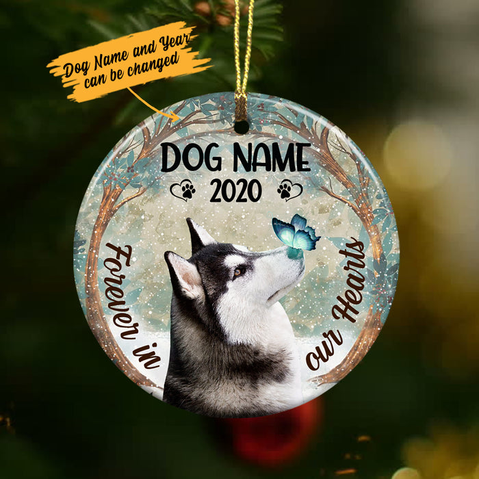Personalized Forever In Our Hearts Husky Dog Memorial Ornament OB212 73O36 1
