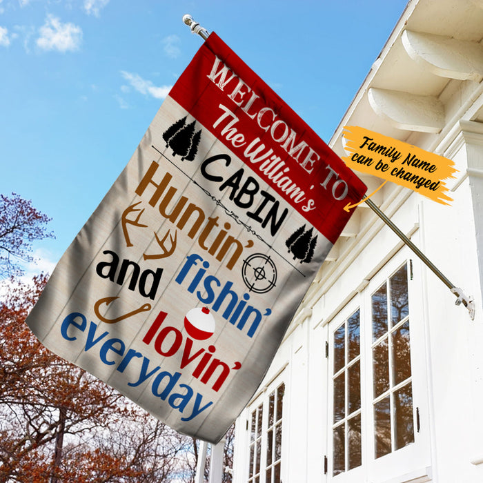 Personalized Forest Cabin Hunting Fishing Flag AG142 30O34 1