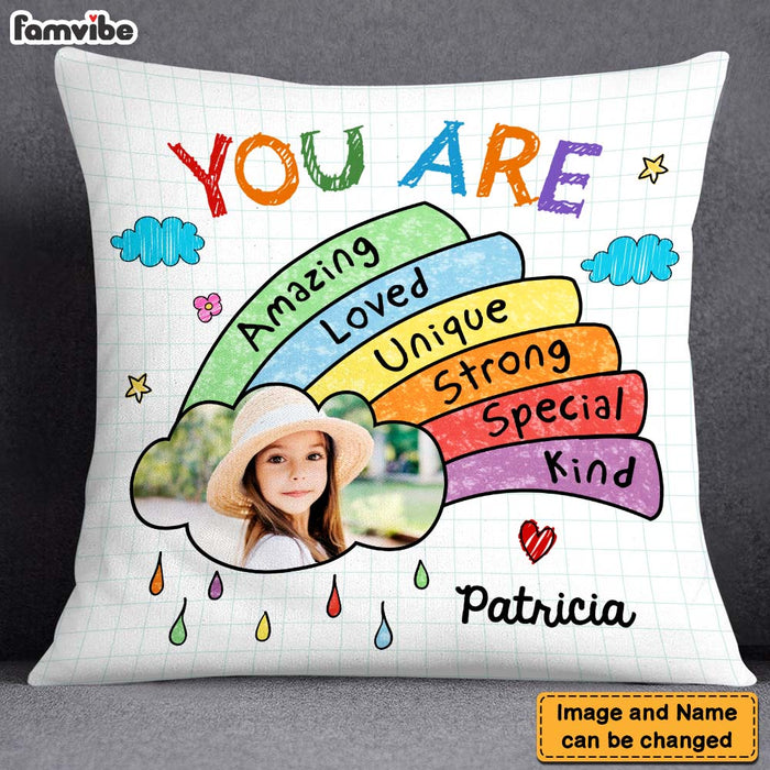 Personalized Affirmation Gift For Kids You Are Amazing Upload Photo Pillow 26483 1