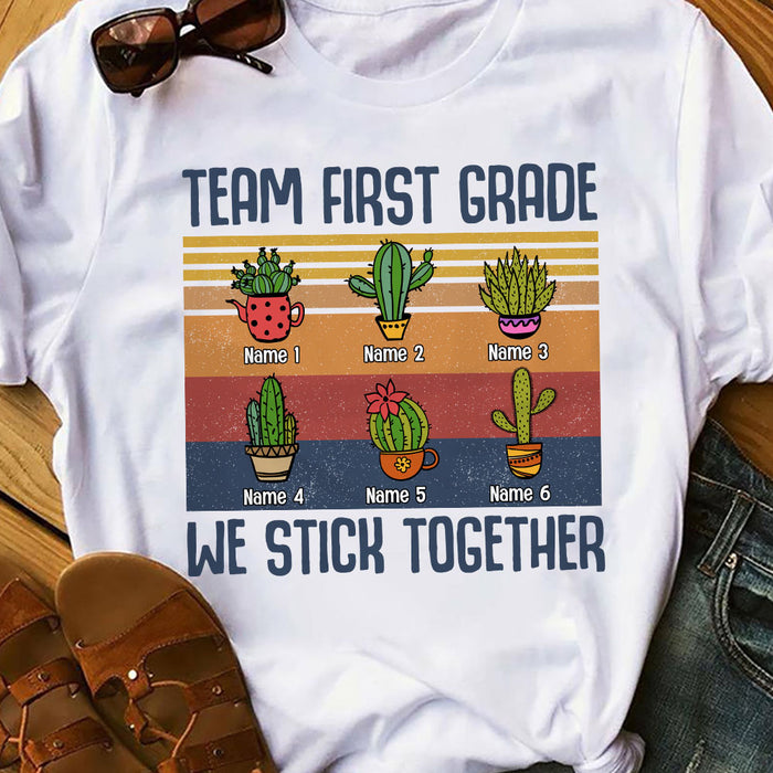 Personalized Teacher Cactus Stick Together T Shirt JN283 30O53 1