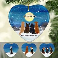 Personalized Dog Christmas Watching Santa  Heart Ornament OB263 81O53 thumb 1