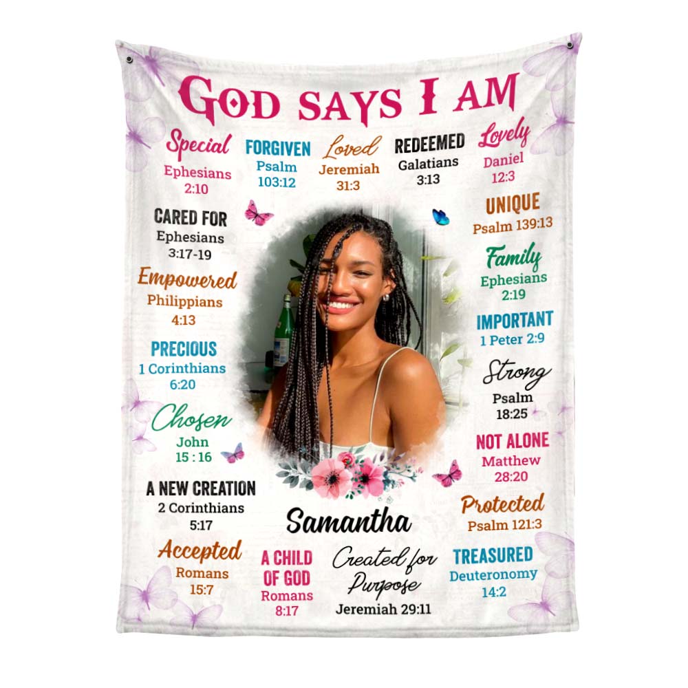 Personalized Gift For Daughter God Says I Am Photo Custom Blanket 31399 Primary Mockup