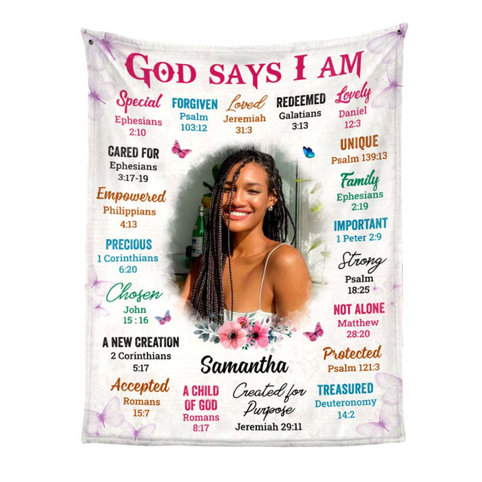 Personalized Gift For Daughter God Says I Am Photo Custom Blanket 31399 1