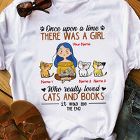 Personalized Cat & Book Girl T Shirt JR282 95O53 thumb 1