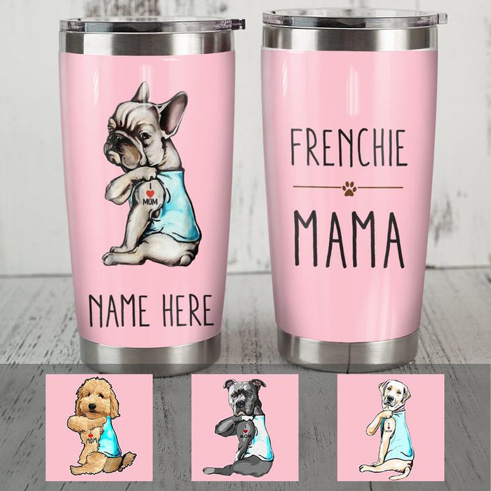 Best French Bulldog Dad Ever, Dog Parent Themed, Groovy Retro Wavy Text Merch Gift Mint 12oz Wine Tumbler