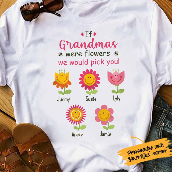 Personalized Grandma Flower White T Shirt JN182 95O47 1