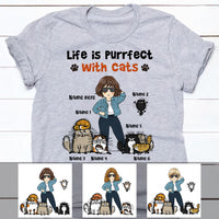 Personalized Life Is Purrfect With Cat Mom T Shirt FB11 65O57 thumb 1