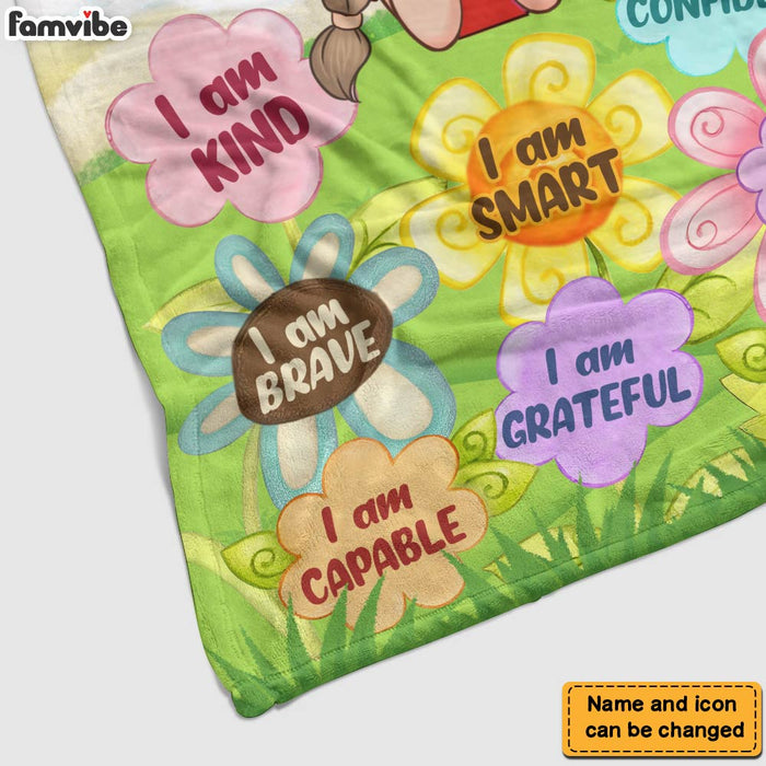 Personalized Inspiring Gift For Granddaughter I Am Kind Flower Garden Blanket 31390 1