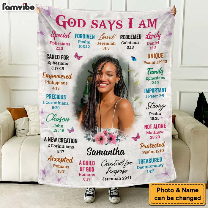 Personalized Gift For Daughter God Says I Am Photo Custom Blanket 31399 1