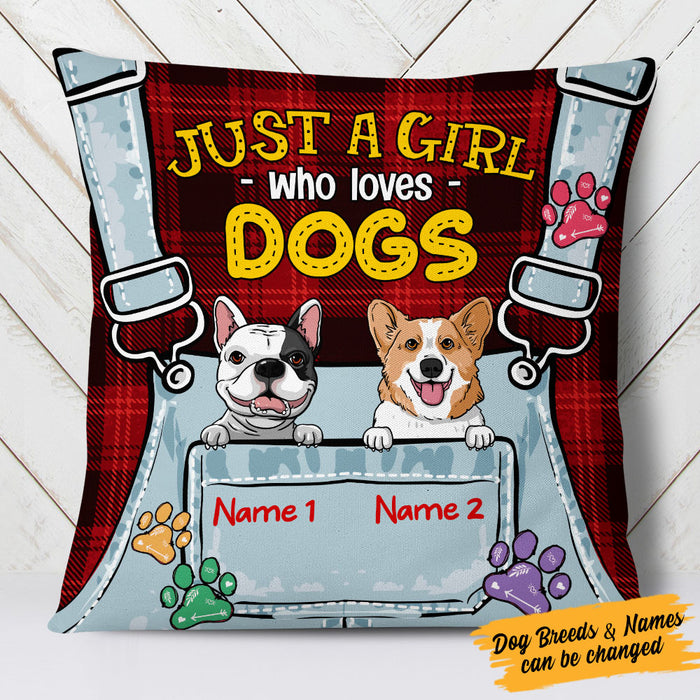 Personalized Just A Girl Who Loves Dog Pillow FB33 67O53 (Insert Included) 1