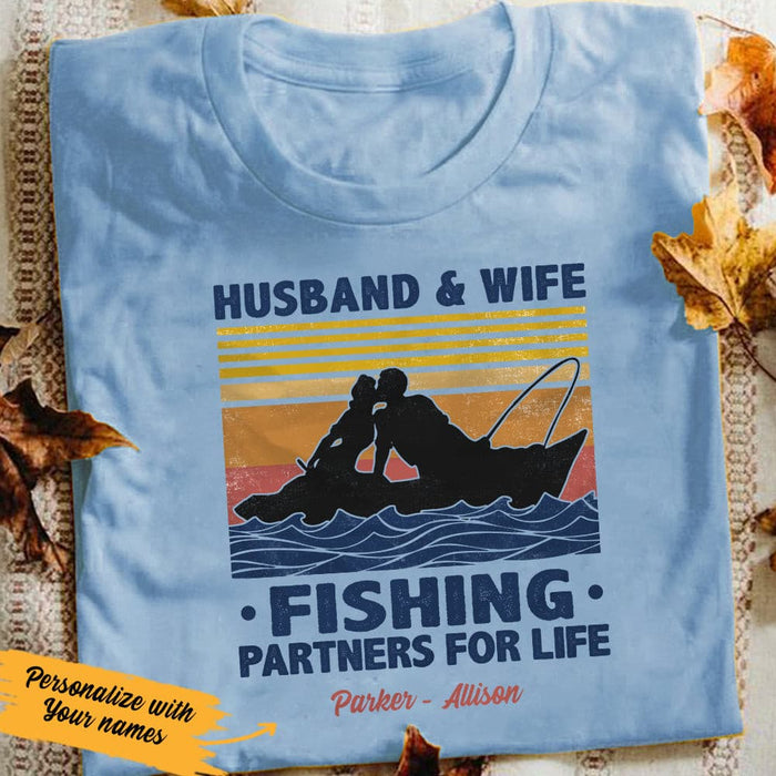 Personalized Fishing Husband & Wife White T Shirt JN181 95O57 1