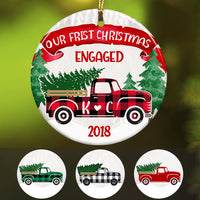Personalized Red Truck Our First Christmas Couple Ornament OB171 67O36 thumb 1
