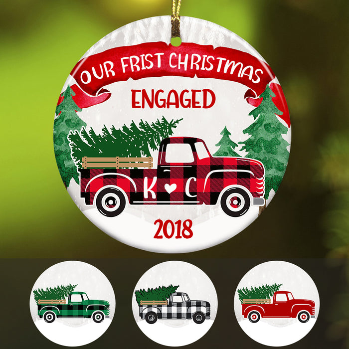 Personalized Red Truck Our First Christmas Couple Ornament OB171 67O36 1