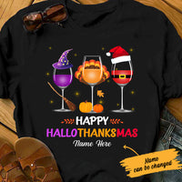 Personalized Halloween Thanksgiving Christmas Wine T Shirt SB293 85O47 thumb 1