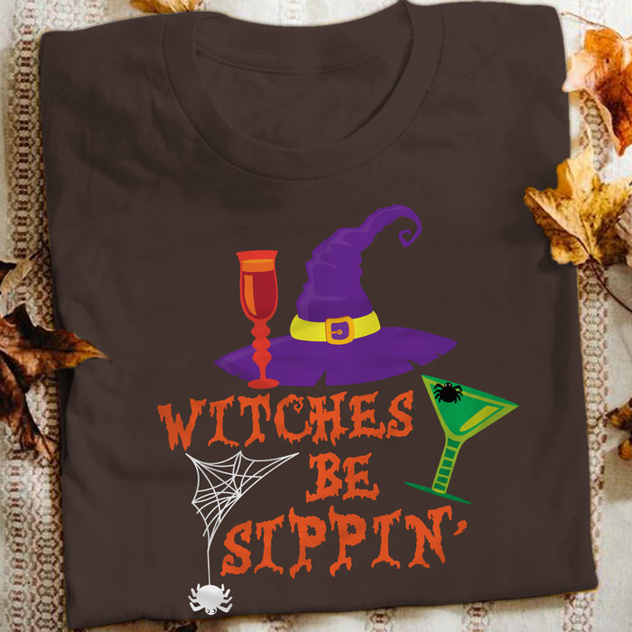 Wine Witch Witches Be Sippin' Halloween T Shirt JL241 26O53 1