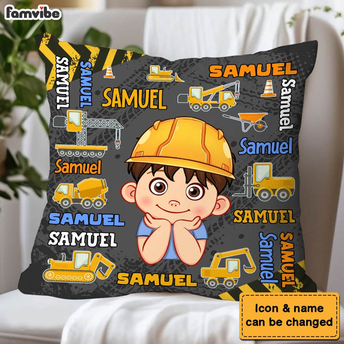 Personalized Construction Excavator Custom Name Pillow 30894 1