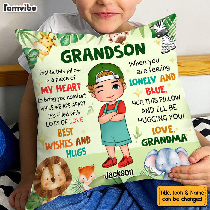 Personalized Gift For Grandson Woodland Animals Hug This Pillow 30810 1